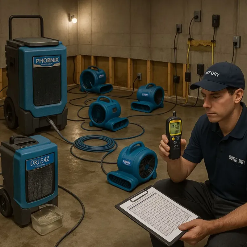 Structural Drying and Dehumidification process in Fennimore, WI